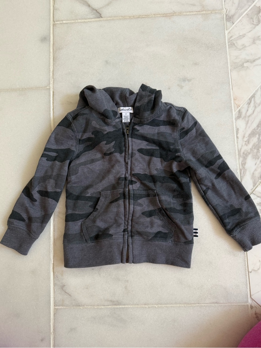 Splendid Kids Charcoal Gray Camo Zip Hoodie